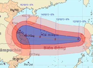  Vị trí và đường đi của bão số 11 - Ảnh: Trung tâm dự báo khí tượng thủy văn Trung ương