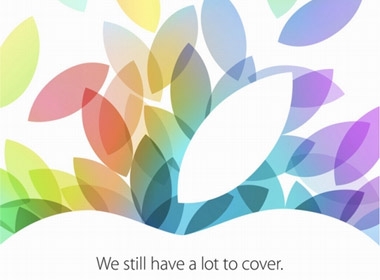 Giấy mời của Apple chỉ vẻn vẹn có dòng chữ “We still have alot to cover” và những chiếc lá nhiều màu sắc từ logo của Apple