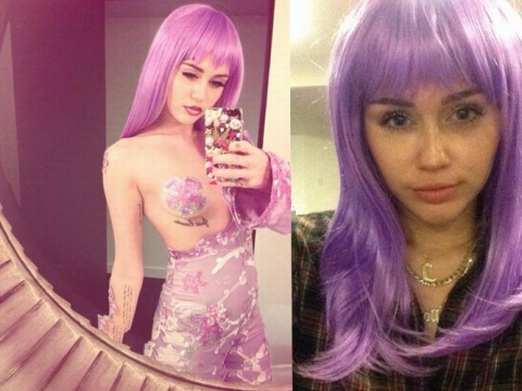 Miley đón Halloween năm nay cùng mái tóc tím cực kỳ nổi bật