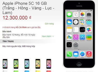 Giá iPhone 5C cửa một cửa hàng tại Hà Nội