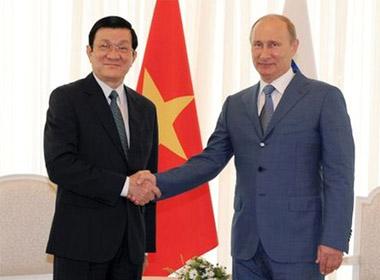 Chủ tịch nước Trương Tấn Sang và Tổng thống Vladimir Putin trong chuyến thăm Nga tháng 7/2012