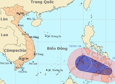 Áp thấp nhiệt đới đang nằm trên khu vực phía Bắc đảo Min-Đa-Nao (Philippines) - (Ảnh: NCHMF)