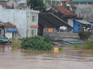 Triều cường sau bão gây ra lũ dâng cao làm hàng ngàn nhà dân ở Tiên Yên bị ngập
