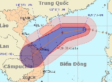 Bão số 12 đang có hướng đi nhắm vào miền Trung (Ảnh: NCHMF)