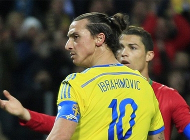 Ibrahimovic đã có 2 bàn thắng vào lưới ĐT Bồ Đào Nha