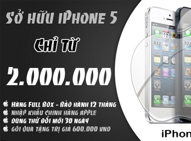 Mua trả góp iPhone 5 chỉ từ 2 đến 3 triệu đồng