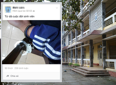 Bức ảnh được đăng trên trang Facebook được cho là của sinh viên Nguyễn Đình Lâm. Thời điểm đăng bức ảnh là 2h53 ngày 21/11, tức là khoảng 3 tiếng sau vụ án mạng, khi Lâm đã bị công an tạm giữ. Ảnh chụp màn hình.