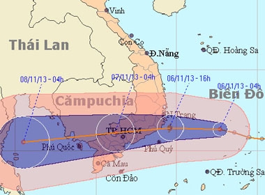 Hướng di chuyển của áp thấp nhiệt đới - Ảnh: Trung tâm dự báo khí tượng thủy văn Trung ương