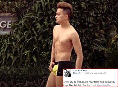Cao Thái Sơn khoe thân hình chuẩn của mình.
