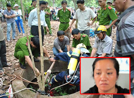 Hiện trường vụ nghi án Bà Lê Thị Hường (ảnh nhỏ) giết người phi tang