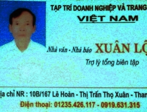 Một nhà báo “rởm” sử dụng cacvisit sai lỗi chính tả vừa bị phát hiện tại Thanh Hóa.