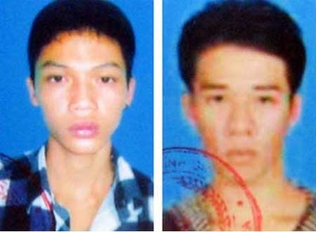 Hai hung thủ gây án là Nguyễn Thanh Tú và Nguyễn Ngọc Hiền (từ trái qua)