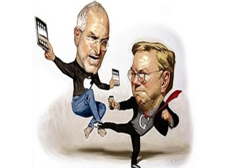 Steve Jobs, Tổng Giám đốc quá cố của Apple  (trái) và Eric Schmidt, cựu CEO của Google