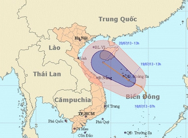 Hình ảnh dự báo đường đi của áp thấp nhiệt đới