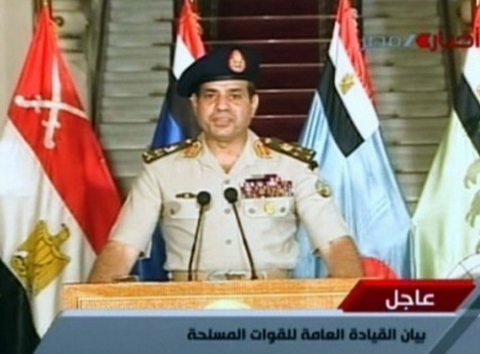 Tướng Abdel Fattah al-Sisi phát biểu trên truyền hình