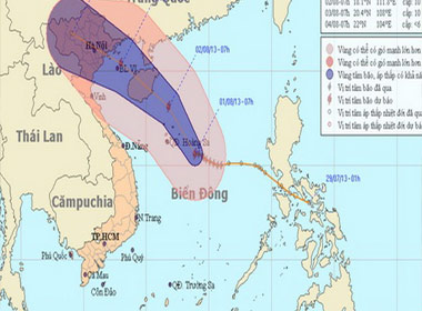 Sơ đồ dự báo hướng di chuyển của bão - Nguồn: NCHMF