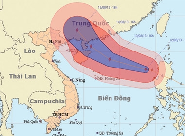 Bản đồ dự báo đường đi của bão số 7 - Nguồn: Trung tâm dự báo khí tượng thủy văn T.Ư