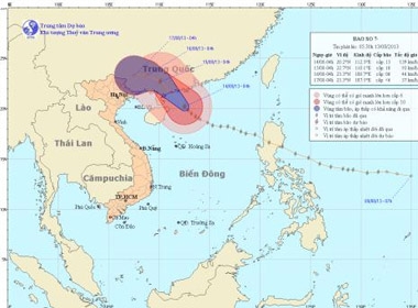 Đường đi và vị trí cơn bão số 7 ngày 14/8