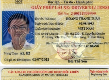 Giấy phép lái xe thẻ nhựa như thế này được cấp từ ngày 1/1.