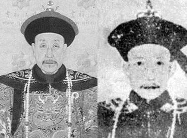 Vua Càn Long (trái) và Hòa Thân.