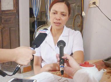 Chị Hoàng Thị Nguyệt, người đứng ra tố cáo sai phạm của giám đốc bệnh viện và khoa Xét nghiệm huyết học