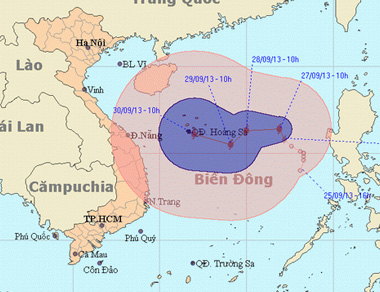  Hình ảnh dự báo đường đi của bão số 10