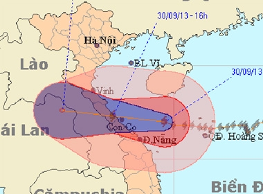 Đường đi bão số 10 - Nguồn: Trung tâm dự báo khí tượng thủy văn Trung ương