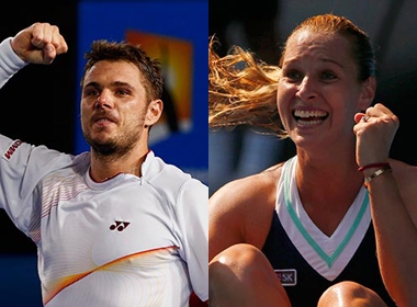 Cibulkova (phải) và Wawrinka sau chiến thắng ấn tượng tại bán kết 