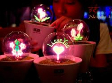 Những chiếc đèn hình chậu hoa phát sáng trở thành mặt hàng 'hot' trong dịp Valentine