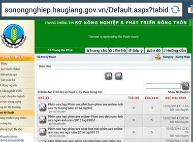 Trang điện tử của Sở NN-PTNT Hậu Giang chứa những link phim đồi trụy