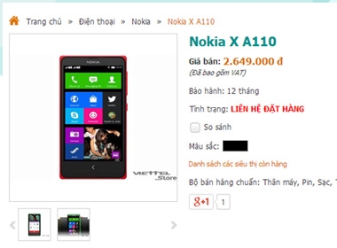 Chiếc Nokia X chạy Android vừa ra mắt tại MWC 2014 đã có thể đặt hàng tại Việt Nam