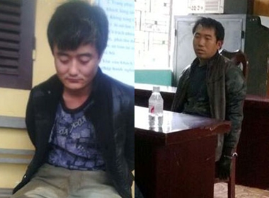 Hai đối tượng bị tạm giữ tại trụ sở xã Bắc La - Ảnh: Hoàng Trang