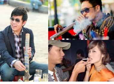 Sao Việt  trong bộ điệu 'kè kè' điếu thuốc bên mình