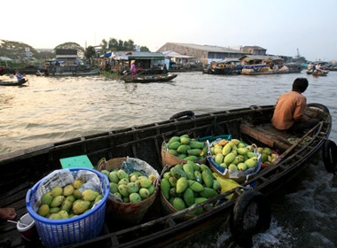 Chợ nổi Cái Răng họp cả ngày nhưng đông nhất là vào buổi sáng, khi trời còn mát và nắng còn dìu dịu, chỉ khoảng 8-9h, chợ đã vãn dần