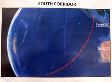 Các nhà điều tra cho ranwgf máy bay nhiều khả năng nằm ở hành lang phía nam dưới Ấn Độ dương (Ảnh: Kim Dung-Chí Giáp/Vietnam+)