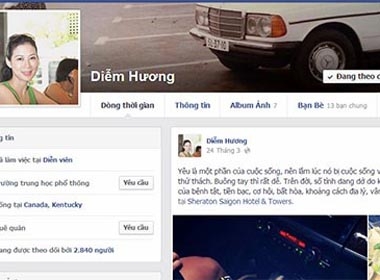   Giao diện Facebook Diễm Hương do NPHM lập khi chưa bị khóa