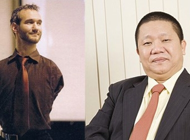 Nick Vujicic (trái) và ông Lê Phước Vũ (phải)