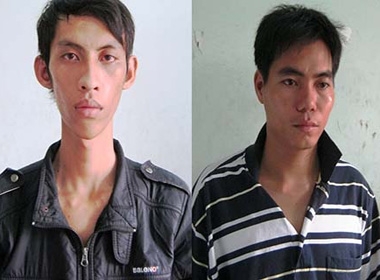 Chân dung hai kẻ bắt cóc là Cao Minh Tuấn (trái) và Trần Ngọc Giàu (phải) 