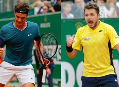 Wawrinka (phải) có một trận đấu đáng nhớ và đánh bại người đồng hương Federer