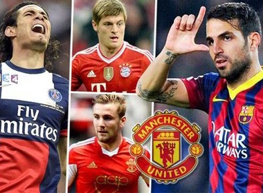 Danh sách mục tiêu theo đuổi của M.U gồm Cavani, Fabregas, Luke Shaw và Toni Kroos.