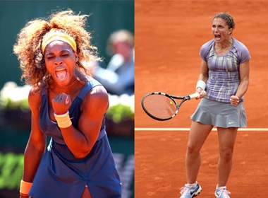 Serena (trái) đăng quang ở Rome Open