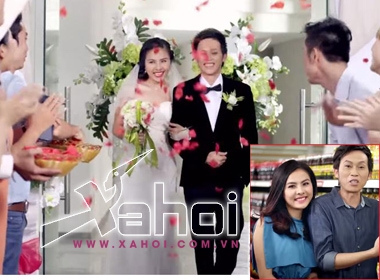 Hoài Linh và Vân Trang có đám cưới lãng mạn – một cảnh trong clip quảng cáo