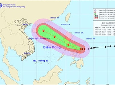 Bão Rammasun mạnh lên, tâm bão giật mạnh cấp 15, 16