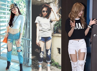 Xì ta gây choáng với mốt jeans rách 'ác liệt'