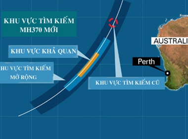 Khu vực tìm kiếm MH370 mới