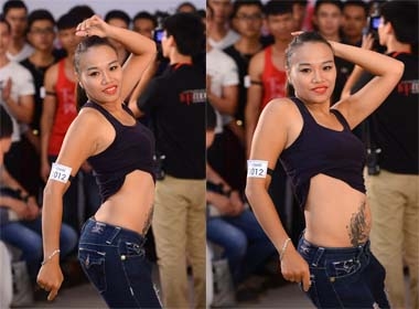 Vietnam's next top model 2014: Thí sinh khoe hình xăm giữa đám đông