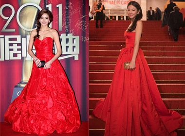 Những mẫu váy đỏ ấn tượng của sao châu Á