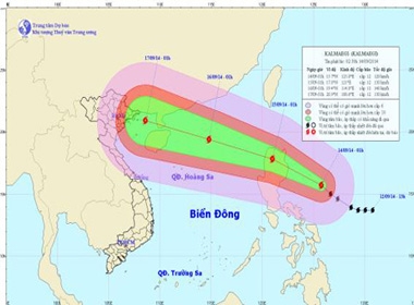 Bão Kalmaegi ập đến Biển Đông giật cấp 16,17