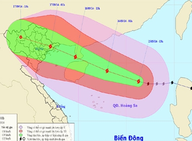 Đường đi và vị trí của cơn bão số3- bão Kalmaegi
