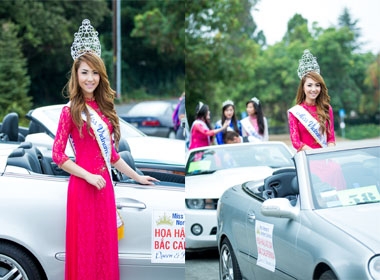  Hoa hậu Jennifer Chung diện áo dài Việt diễu hành tại thành phố Newark